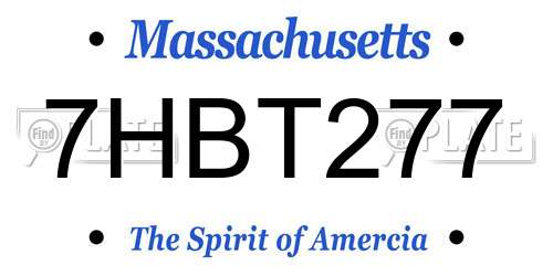 7HBT277 Massachusetts License Plate