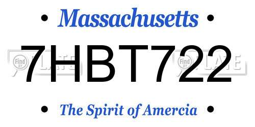 7HBT722 Massachusetts License Plate