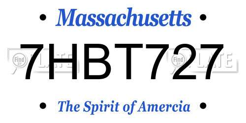 7HBT727 Massachusetts License Plate