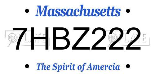 7HBZ222 Massachusetts License Plate