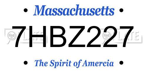 7HBZ227 Massachusetts License Plate