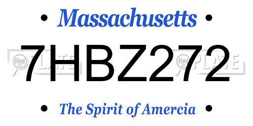7HBZ272 Massachusetts License Plate