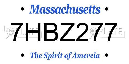 7HBZ277 Massachusetts License Plate