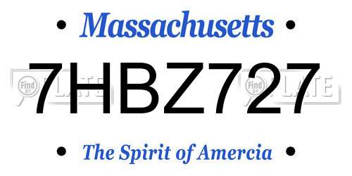 7HBZ727 Massachusetts License Plate