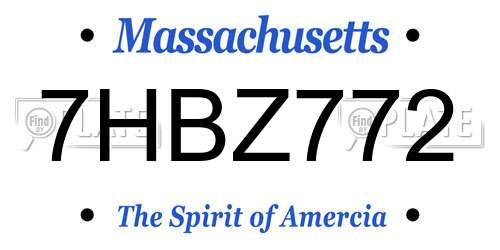 7HBZ772 Massachusetts License Plate