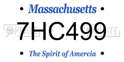 7HC499 Massachusetts License Plate
