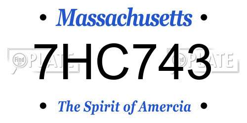 7HC743 Massachusetts License Plate