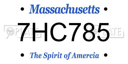 7HC785 Massachusetts License Plate