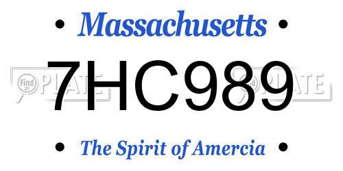 7HC989 Massachusetts License Plate