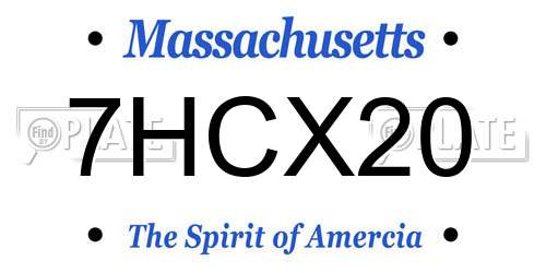 7HCX20 Massachusetts License Plate