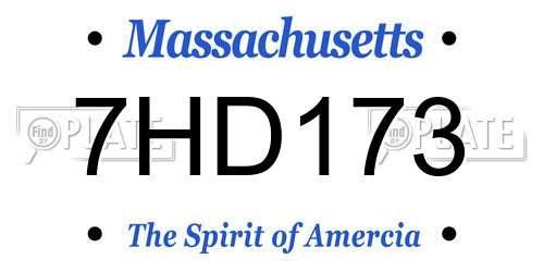 7HD173 Massachusetts License Plate