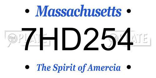 7HD254 Massachusetts License Plate