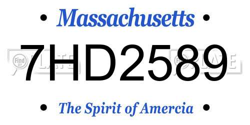 7HD2589 Massachusetts License Plate