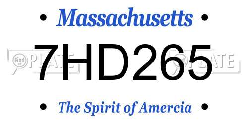 7HD265 Massachusetts License Plate