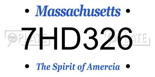 7HD326 Massachusetts License Plate