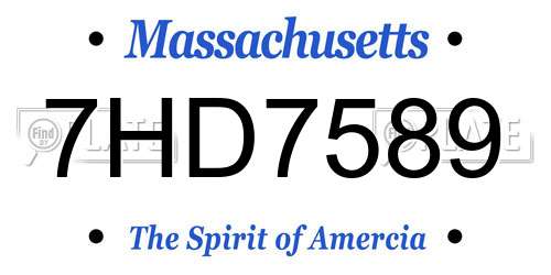 7HD7589 Massachusetts License Plate