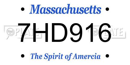 7HD916 Massachusetts License Plate