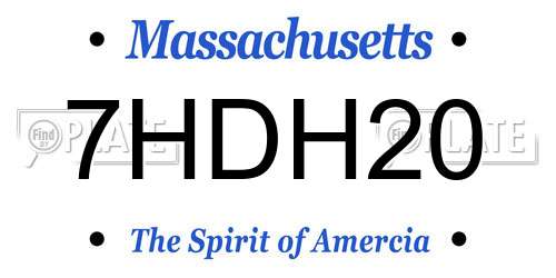 7HDH20 Massachusetts License Plate