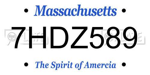 7HDZ589 Massachusetts License Plate