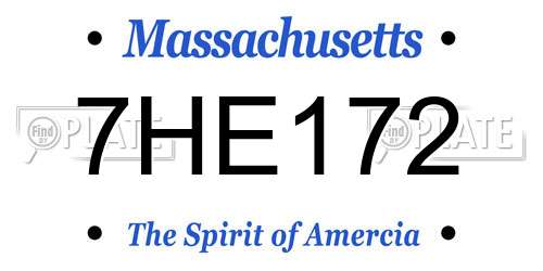 7HE172 Massachusetts License Plate