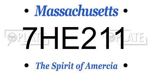 7HE211 Massachusetts License Plate