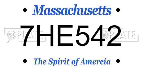 7HE542 Massachusetts License Plate