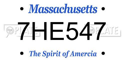 7HE547 Massachusetts License Plate