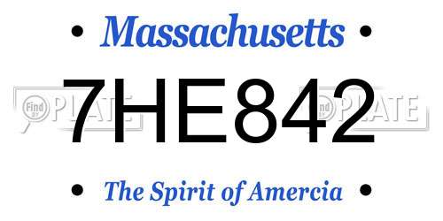 7HE842 Massachusetts License Plate