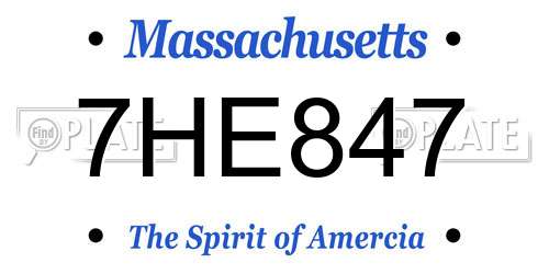 7HE847 Massachusetts License Plate