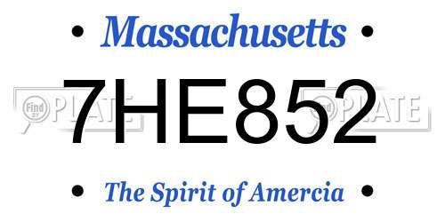 7HE852 Massachusetts License Plate