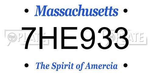 7HE933 Massachusetts License Plate