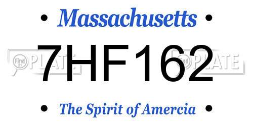 7HF162 Massachusetts License Plate