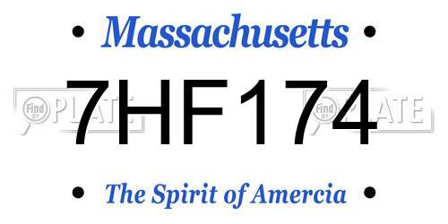 7HF174 Massachusetts License Plate