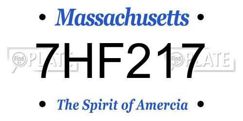 7HF217 Massachusetts License Plate