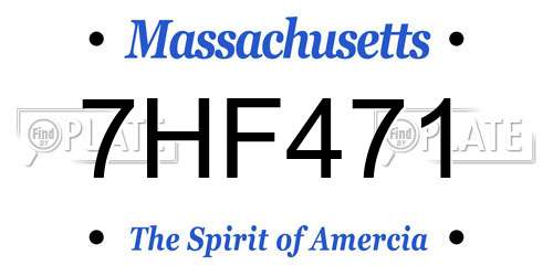 7HF471 Massachusetts License Plate