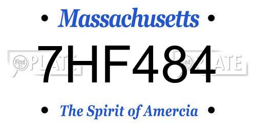 7HF484 Massachusetts License Plate