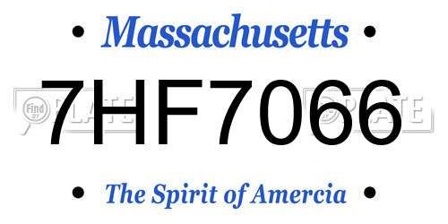 7HF7066 Massachusetts License Plate