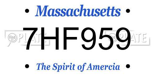 7HF959 Massachusetts License Plate