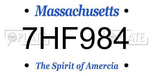 7HF984 Massachusetts License Plate
