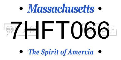 7HFT066 Massachusetts License Plate