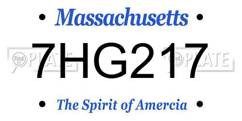 7HG217 Massachusetts License Plate