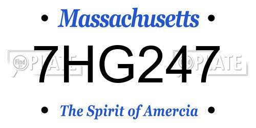 7HG247 Massachusetts License Plate