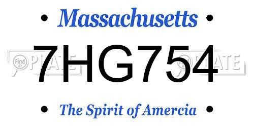 7HG754 Massachusetts License Plate