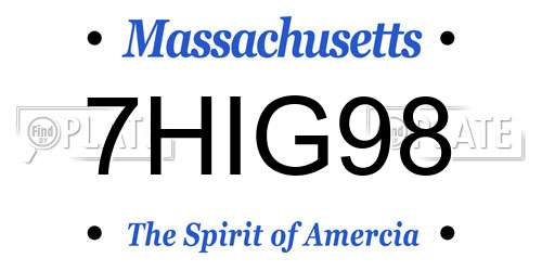 7HIG98 Massachusetts License Plate