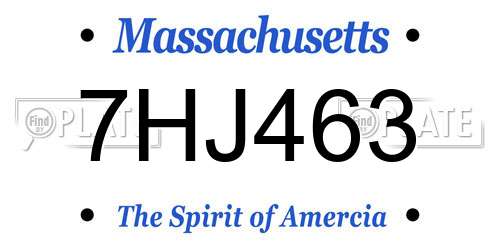 7HJ463 Massachusetts License Plate
