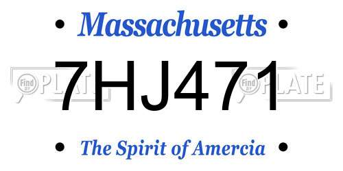 7HJ471 Massachusetts License Plate