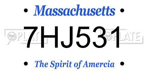 7HJ531 Massachusetts License Plate