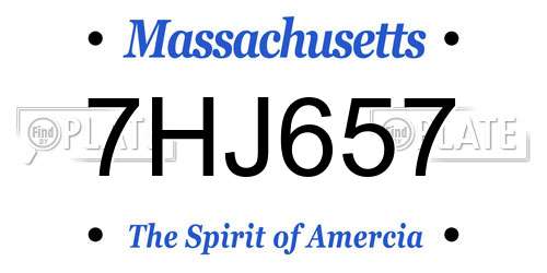 7HJ657 Massachusetts License Plate