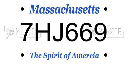 7HJ669 Massachusetts License Plate