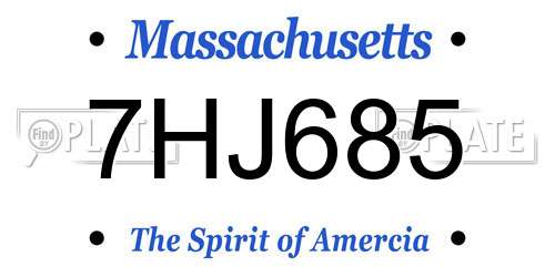7HJ685 Massachusetts License Plate